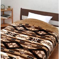 西川 <西川>衿付き2枚合わせ毛布 ベージュ　140×200cm　(ネイティブ柄) a2379410 1個（直送品）