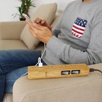 延長コード 電源タップ 1.5m 3個口2P USBポート付スイッチ付雷サージ付 Natural Wood Tap PT337BEWD 1個ファーゴ