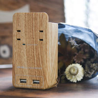 電源タップ USB充電器 壁挿しタイプ 2P式/AC2個口 USB×3  雷サージ付 TAPKING USB WALL ベージュウッド 1個 ファーゴ