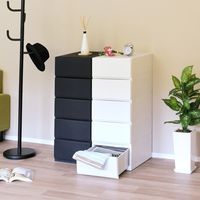 リブウエル リップス 収納チェスト 5段 プラ天板 幅350×奥行447×高さ921ｍｍ ホワイト 1セット(2台入)（直送品）