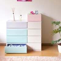 リブウエル リップス 収納チェスト 1段 幅520×奥行447×高さ201ｍｍ ライトグレー 1セット(8台入)（直送品）