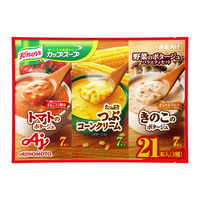 クノール カップスープ 野菜のポタージュ バラエティセット 21本入 【つぶコーン7本、トマト7本、きのこ7本】 スティックスープ　3袋