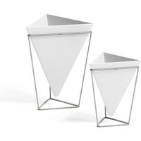 アントレックス Umbra トリッグ フラワーベース デスクオーガナイザー 幅140×奥行140×高さ175mm ホワイト/ニッケル 大小1セット（直送品）