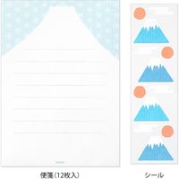 レターセット シール付 ふくふく 富士山柄 86479006 1セット（3冊） デザインフィル（直送品）