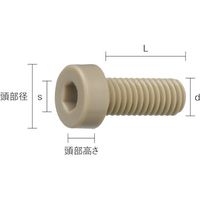 TRUSCO ポリエーテルエーテルケトン(PEEK)六角穴付低頭ボルト M3X12 50本入 BPEEK-LCM3X12 1袋(50本)（直送品）