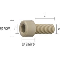 TRUSCO ポリエーテルエーテルケトン(PEEK)六角穴付ボルト M3X20 50本入 BPEEK-CBM3X20 1袋(50本)（直送品）