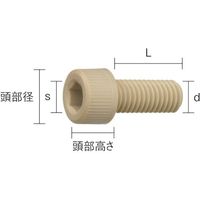 TRUSCO ポリフェニレンサルファイド(PPS) 六角穴付ボルト M6X15 50本入 BPPS-CBM6X15 1袋(50本)（直送品）