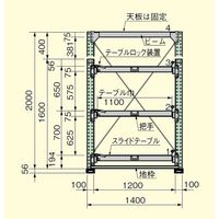 サカエ スライドラック(フルストローク/1000kg段/単体タイプ) NSDR-14FTG 1台（直送品）