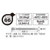 オーム電機 リピートタイ 屋内用 250mm 10本入 白 04-3304 1袋(10本)（直送品）
