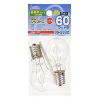 オーム電機 ミニクリプトン電球 E17 60W形 クリア2個入 06-5332 1袋(2個)（直送品）