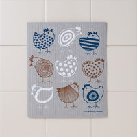 （100%天然素材）スポンジワイプ S 北欧ふきん セルロース 抜群の吸水力 ヒヨコ マルチカラー グレー 1個 イーオクト