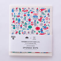 （100%天然素材）スポンジワイプ S 北欧ふきん セルロース 抜群の吸水力 ムーミン谷の仲間たち ブルー 1個 イーオクト