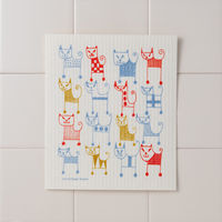 （100%天然素材）スポンジワイプ S 北欧ふきん セルロース 抜群の吸水力 キャッツ マルチカラー 1個 イーオクト