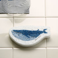 （100%天然素材）ポップアップスポンジ 水でふくらむ キッチンスポンジ カタカタ くじら 1個 イーオクト