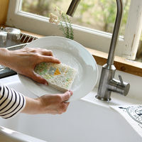 （100%天然素材）ポップアップスポンジ 水でふくらむ キッチンスポンジ 点と線模様製作所 夏の村 1個 イーオクト