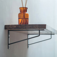 ポッシュリビング ブラケットM シルバー W1.5×D18.5×H9.5cm アイアン 63857 1セット(2個)（直送品）