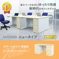 Netforce ナッツ 両袖机 2段×2段 幅1200mm ホワイト×ナチュラル LRD-126C-AW-NANA-22 1台（直送品）
