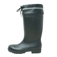 小野商事 PVCフード付安全長靴 先芯入 ブラック×ブラック 25.5cm WS3400 1足（わけあり品）