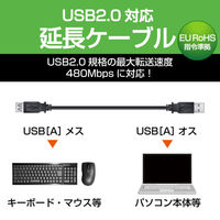 エレコム USB2.0延長ケーブル（A-A延長タイプ） U2C-E50BK 1個（わけあり品）