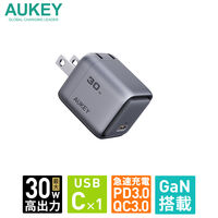 AUKEY USB充電器 30W PD対応 折りたたみ式 [USB-C 1ポート]グレー PA-C1-GY 1個