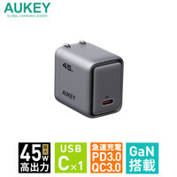AUKEY USB充電器 45W PD対応 折りたたみ式 [USB-C 1ポート]グレー PA-C2-GY 1個