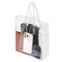 半透明シースルーバッグ（ビニールバッグ）　ポケット付き　Sサイズ（B5ワイド）1セット（100枚：10枚入×10） オリジナル