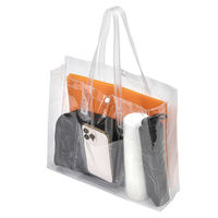 半透明シースルーバッグ（ビニールバッグ）　ポケット付き　Mサイズ（A4横ワイド）1セット（100枚：10枚入×10） オリジナル