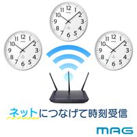 ノア精密 MAG（マグ）無線LANアナログ掛時計 シグナルキーパー ホワイト直径327ｍｍ[アナログ ステップ秒針 無線LAN]