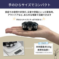 小型軽量LEDヘッドライト 単品 防災グッズ 停電 電池式 電池 LED IP44（直送品）