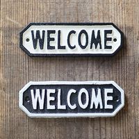 ポッシュリビング サインプレート 「WELCOME」 ブラック W15.5×D0.5×H5cm キャストアイアン 63582 1個（直送品）