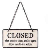 ポッシュリビング アイアンプレート 「OPEN&CLOSED」 W21.5×D3.5×H27.5cm 63422 1個（直送品）