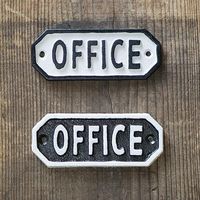 ポッシュリビング サインプレート 「OFFICE」 ブラック W13×D0.5×H5cm キャストアイアン 63580 1個（直送品）