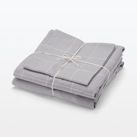 無印良品 綿 ベッド用 カバー３点セット Ｓ シングルサイズ用 グレーチェック 良品計画