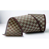 日本紐釦貿易 手芸用 畳へりテープ ルーミーIV 市松 10m巻 茶 HER43 1個10m巻（直送品）