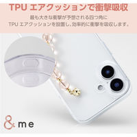 iPhone16 ケース ハイブリッド 衝撃吸収 ハンドバンド付 クリア×ピンクビーズ PM-A24AHVHBPN エレコム 1個（直送品）
