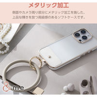 iPhone16 Pro ケース ソフト 衝撃吸収 メタリックライン グレージュ PM-A24CUCTMLGB エレコム 1個（直送品）