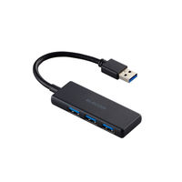 USBハブ USB-A×3ポート USB3.2(Gen1) バスパワー 薄型 ブラック U3H-H030BK エレコム 1個（直送品）