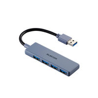 USBハブ USB-A×4ポート USB3.2(Gen1) バスパワー 薄型 ネイビー U3H-H040NV エレコム 1個