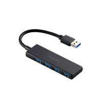 USBハブ USB-A×4ポート USB3.2(Gen1) バスパワー 薄型 ブラック U3H-H040BK エレコム 1個（直送品）