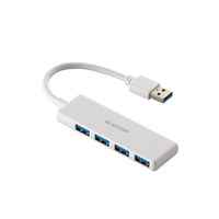 USBハブ USB-A×4ポート USB3.2(Gen1) バスパワー 薄型 ホワイト U3H-H040WH エレコム 1個（直送品）