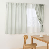 無印良品 再生ポリエステル使い ノンプリーツカーテン 幅１００×丈１３５ｃｍ用 グリーンストライプ 良品計画