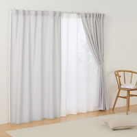 無印良品 再生ポリエステル使い ノンプリーツカーテン 幅１００×丈２００ｃｍ用 グレーストライプ 良品計画