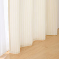 無印良品 再生ポリエステル使い ノンプリーツカーテン 幅１００×丈１０５ｃｍ用 イエローストライプ 1セット（1枚×2） 良品計画