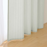 無印良品 再生ポリエステル使い ノンプリーツカーテン 幅１００×丈１７８ｃｍ用 グリーンストライプ 1セット（1枚×2） 良品計画