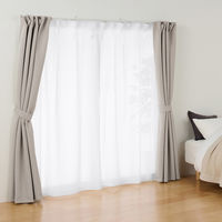 無印良品 遮像 ポリエステルノンプリーツレースカーテン ２枚組 幅１００×丈１７６ｃｍ用 オフ白 1セット（1個（2枚組）×2）
