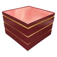 九州パール紙工 紙 重箱 9寸3段本体蓋 朱(10セット) 00W00524-32 1袋(10個セット)（直送品）