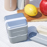 2段スクエアランチボックス グレー LAKOLE/ラコレ