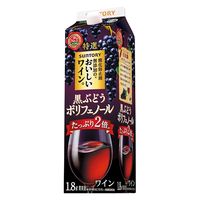 サントリー 酸化防止剤無添加のおいしいワイン 黒ぶどうポリフェノール2倍 赤 ミディアム　1.8L パック 1セット(1本×6)