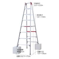 【軒先渡し】長谷川工業　シャガマン　上部操作式伸縮脚　専用脚立 8段 RYR-24a　1台（直送品）