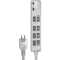 磁気研究所 USB 2ポート付 節電タップ(独立スイッチ付) 4個口+2USBポート HDUTC4U2WH 1個（直送品）